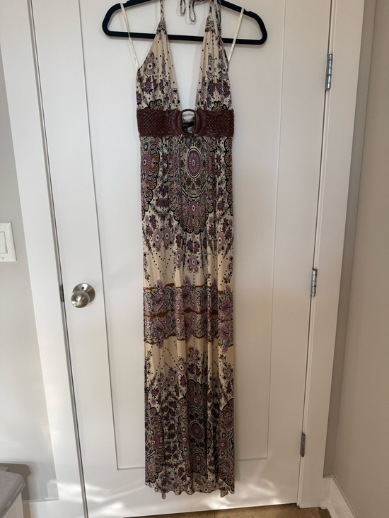 Sky Dresses & Skirts - Sky Maxi Dress with Deep-V/Braided Leather Belt SZ M $270